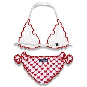 White and Red Bikini Set